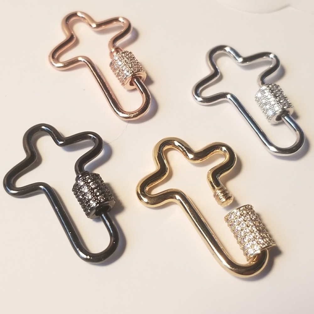 NWT Pave CZ Cross Carabiner NEW in Gift Box - Picture 1 of 5